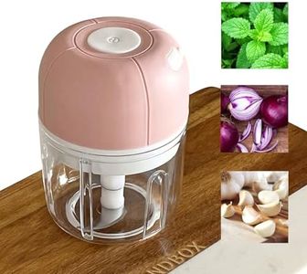 NDBOX Mini Electric Garlic Chopper 250ml - Portable USB Rechargeable and Lightweight Spice Blender for Onion, Tomato, Ginger, Beans - Three Blades Handy Food Processor Mincer (Pink)