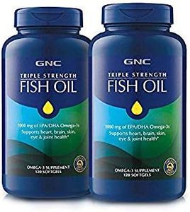 GNC Triple Strength Fish Oil, 2 Pack, for Join, Skin, Eye, and Heart Health