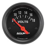 Auto Meter 2645 Z-Series 2-1/16" 8-18 Volt Short Sweep Electric Voltmeter Gauge