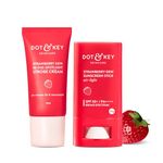 DOT & KEY Strawberry Dewy Sunscreen Stick & Strobe Cream All SkinAll Skin Combo (2 Items In The Set),50 SPF