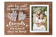 Buecasa Gifts for Best Friends Women Female BFF Sister - Wooden Friends Picture Frame 4x6 Inches with Handmade String Hearts