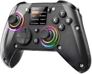 GUSGU G7 Wireless Gaming Controller with Interactive Screen, 1000Hz Polling Rate, Hall Joysticks & Triggers, 4 Programmable Buttons, Compatible with PC, Switch, PS4, iOS, Android, Black