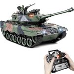 1:18 RC Tank Leopard II, 2.4Ghz Remote Control Military Model with BB and Water Bullet Firing, Remote Control Battle Tank Metal Tracks, Smoke, Lights, Sound, Recoil, Army Toy Gift for Adults and Kids