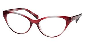SOOLALA Modern Cat Eye Clear Lens Eye Glasses Frame Reading Glasses for Ladies, Red, 2.0D