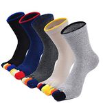 ZAKASA Men’s Toe Socks Cotton Five Finger Crew Socks Athletic Running Socks 5 Pairs, Mixed-2, 7-9