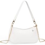 WantGor Clutch Tote Handbags, Shoulder Purse for Women Crossbody Bags Mini Hobo Bag Retro Vegan Leather Trendy Handbag (White)