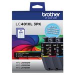 Brother Genuine LC401XL3PKS High-Yield Colour Ink Cartridge 3-Pack, Replacement Cartridges for Brother Printer MFC-J1010DW, MFC-J1012DW, MFC-J1170DW, MFC-J1800DW