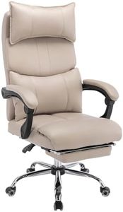 WOTSTA Office Chair, Big and Tall Executive Office Chair with Footrest, Ergonomic Computer Desk Chair with Lumbar Support & Headrest, High Back Work Chair Strong Metal Base Crystal Wheel (TechnoBeige)