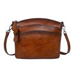 HESHE Crossbody Bags for Women Genuine Leather Purses with Multi-Pockets Vintage Ladies Small Shoulder Satchel Bag