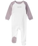Calvin Klein Organic Baby Essentials Footed Coverall, Egret/Purple Dove, 3/6M