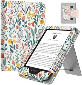 MoKo Case Fits All-New 6" Kindle (11th Generation, 2022 Release)/ Kindle (10th Gen,2019)/Kindle (8th Gen, 2016), Ultra Lightweight PU Shell Cover with Auto Wake/Sleep for Kindle 2022, Flowers