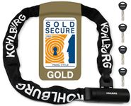 KOHLBURG Security Chain Lock Sold Secure Gold - 4ft / 120cm Extra-Long Bicycle Lock - high Security Standard - Heavy Duty Lock 0.33" Strong - Secure Bike Chain Lock for e-Bike Bicycle Motorbike