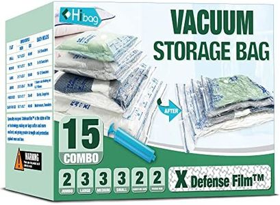 Vacuum Storage Bags, 15-Pack Space Saver Vacuum Compression Storage Bags with Hand Pump (15-Combo)