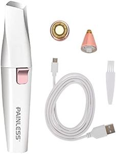 Painless 2 in 1 Rechargeable hair removal trimmer for women with Replaceable Heads, upper lip hair remover for women Eyebrow Razor face trimmer (PL202) (White)