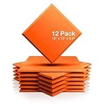 Fstop Labs 0.4" X 12" X 12" Acoustic Foam Panels, Sound Absorbing Panel, Beveled Edge Tiles Soundproof Foam Insulation, Soundproof Wall Panels (12 Pack, Orange)