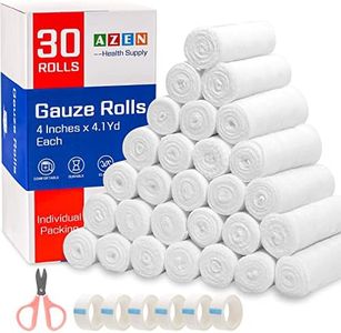 AZEN 30 Pack Gauze Rolls Bandages, 4 in x 4.1 Yards, Premium Medical Supplies & First Aid Supplies, Bandage Wrap Vet Wrap