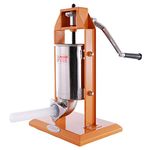Hakka Sausage Stuffer, Vertical Sausage Maker Single Speed and Manual Sausage Filler Machine with 4 Filling Tubes (7Lb/3L)-Orange