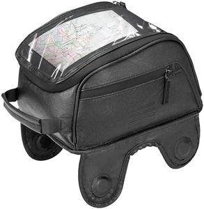 KEMIMOTO Motorcycle Tank Bag, PU Leather Water-Resistant Tank Bag with 8 Strong Magnets, Large Touchscreen Phone Film Motorbike Fuel Tank Storage Bag 7L