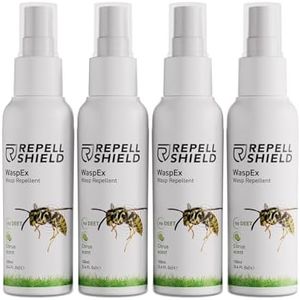 RepellShield® Citronnelle Spray Anti Guepes et Frelons -4x100ml- Non Tachant - Usage Intérieur & Extérieur - Barrière Répulsive de Longue Durée Anti Guêpe pour Maison, Piscine, Toiture
