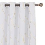 Deconovo Wave Printed Thermal Insulated Blackout Curtains, Room Darkening Energy Efficient Panel, Grommet Drapes for Bedroom (52W x 96L Inch, 2 Panels, Greyish White)