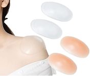 2Pairs Silicone Shoulder Pads Reusable Anti-Slip Shoulder Push-Up Pads Soft Enhancer Shoulder Pads for Womens Clothing Dress Transparent and Nude Color