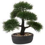 Artificial Bonsai Tree Juniper Faux Plants Indoor Small Fake Plants Decor with Black Plastic Pots for Home Table Office Desk Bathroom Shelf Bedroom Living Room Farmhouse Decorations
