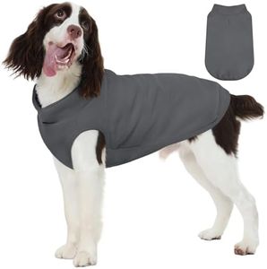 FUAMEY Dog Fleece Vest for Large Dogs,Warm Stretchy Dog Sweatshirts Pullover with Leash Hole Dogs Sweater Soft Pet Turtleneck Cozy Pet Vest Lightweight Sleeveless Grey XXL