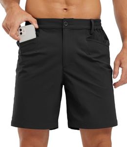 TBMPOY Men's Hiking Outdoor Shorts Lightweight Dry Fit Stretch Flat Front Travel Golf Work Summer Shorts Black 36