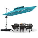MASTERCANOPY Patio Umbrella with Solar LED Lights for Outdoor Market Table (7.5ft,Turquoise)