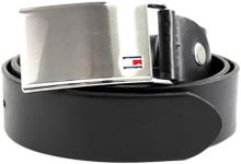 Tommy Hilfiger Men TH Plaque 3.5 Adj Belt Leather, Black (Black), 90