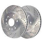 AutoShack Front Drilled Slotted Brake Rotors Silver Pair of 2 Driver and Passenger Side Replacement for GMC Sierra 1500 Yukon XL Chevrolet Tahoe Suburban 1500 2005-2019 Silverado 1500 4WD PR65099DSZPR