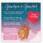 Hunts England - Grandma And Grandad Poem Anniversary Card - Starry Night - Cute Bears - Verse Anniversary Card For Grandma And Grandad - Happy Anniversary Grandma And Grandad Card