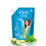 Vivel Cooling Body Wash, Mint & Cucumber Shower Gel, 400 ml Supersaver Refill Pouch, Moisturizing & Fragrant Bodywash, For Soft, Smooth & Fresh Skin, Refreshing Shower Gel, For Women & Men