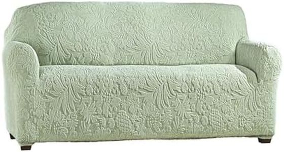 Collections Etc Embossed Tropical Design Stretch Furniture Cover Sage Loveseat