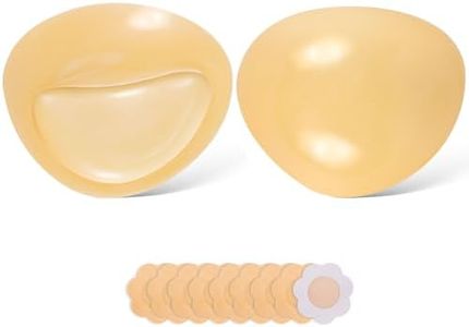 Double-Sided Sticky Bra Inserts Self Adhesive Bra Breast Pads Invisible Lift Bra Padding for Bikini Dress Breathable Lightweight Washable Reusable, Beige
