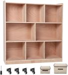 Garvee 8-Section Cubbies for Classrooms, Smooth Glazed Surface Cubby Storage Cabinet, Classroom Cubbies, Storage Cabinet with 4 Casters, 2 Storage Boxes for Home/Daycare/Kindergarten