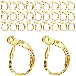 BEADNOVA Leverback Earring Hooks 60pcs French Ear Wire Lever Back Earwire for Jewelry Making Crafting (Gold)