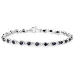 The Sapphire Collection: Ladies Sterling Silver 24 Stone Pear Shape Black Sapphire Bracelet, Christmas, Mother's Day, Anniversary