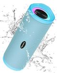 HEYSONG Portable Bluetooth Speaker, Waterproof Wireless Outdoor Speakers with LED Light, Enhanced Bass, IPX7, 40H Play, TF Card, True Wireless Stereo for Beach, Pool, Bike, Gifts for Men - Sky Blue