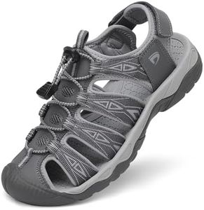 Dannto Women's Sport Hiking Sandals Closed Toe Outdoor Athletic Walking Sandal Lightweight Summer Water Shoes Mid Gray Size 8.5