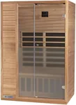 LIFE SMART Sahara 2 Person Infrared Home Sauna with 5 Heaters, Adjustable Temperature and Roof Vent, and Bluetooth, LSS-2, Natural Okoume Hemlock Wood