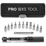 PRO BIKE TOOL 1/4 Inch Drive Click Bike Torque Wrench Set – 2 to 20 Nm – Bicycle Torque Wrench Maintenance Kit for Road & Mountain Bikes - Includes Allen & Torx Sockets, Extension Bar & Storage Box