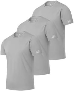 ZITY 3 Pack Men's Swim Shirt UPF 50+ Rash Guard Short Sleeve Sun Protection T-Shirts Fishing Beach Workout Shirts Light Grey XXX-Large