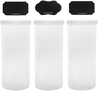 Cornucopia Brands Tall Clear Plastic Canisters w Lids and Labels (3-Pack, 2.5QT, 10-Cup); 10in High BPA-Free PET Jars for Food & Home Storage (80 Fluid Oz Capacity)