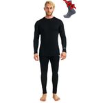 Merino.tech Merino Wool Base Layer Men Set - Merino Thermal Underwear Mens Top and Bottom Lightweight, Midweight, Heavyweight (X-Large, 320 Black)