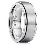 King Will 8mm Stainless Steel Spinner Ring For Men Women Stress Anxiety Relief Ring Fidget Ring For Unisex Adults Teens Brushed Surface Comfort Fit 10.5