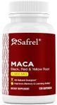 Safrel Organic Maca Root Black, Red, Yellow 1900 MG per Serving - 120 Vegan Capsules Peruvian Maca Root Gelatinized 100% Pure Non-GMO Supports Reproductive Health Natural Energizer