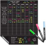 Cinch Magnetic Dry Erase Chores Chart for Kids (17x20 inches, Black) - 6 Whiteboard Markers with Magnets