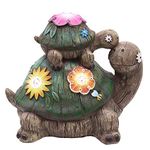 TERESA'S COLLECTIONS Garden Ornaments Outdoor, Garden Tortoises Statue with Succulent and Solar Lights, Waterproof Resin Ornaments, Garden Decoration Gifts 17CM