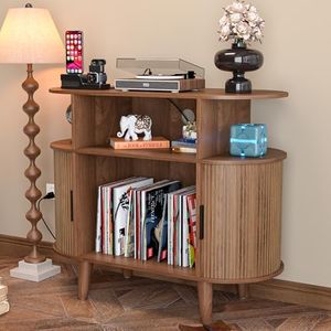 Night Stand with Charging Station, Mid-Century Modern Wood Night Stand with USB Ports and Outlets, Bed Side Tables for Bedroom (Walnut)